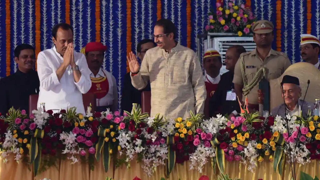 Ajit Pawar and Uddhav Thackeray at the expansion of the ministry and swearing-in ceremony of cabinet and state ministers at Vidhan Bhavan on December 30, 2019. PIC/ Mid-Day photographer