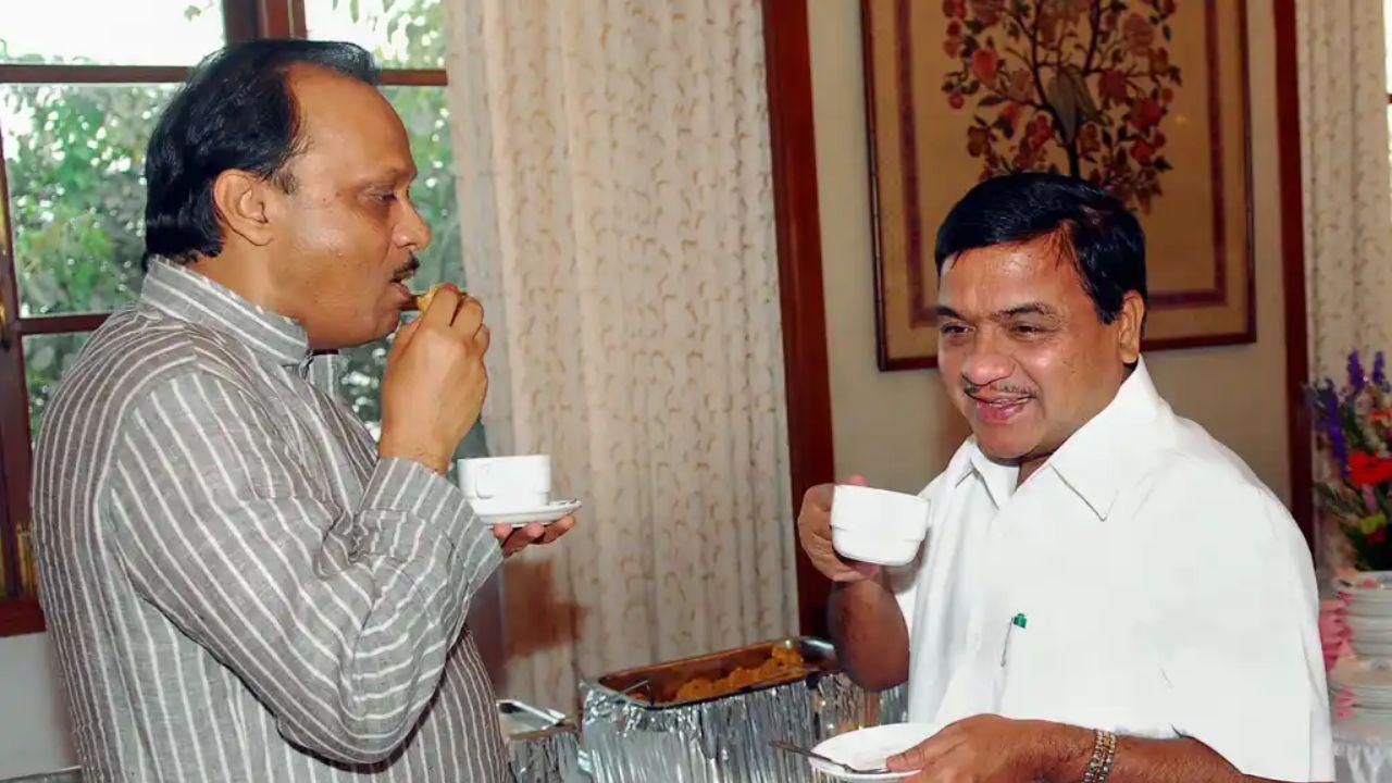 Maharashtra Deputy CM Ajit Pawar, RR Patil, and other ministers at the budget session tea party held at Sahyadri Guest House, Mumbai, on March 9, 2013. Pic/Sayyed Sameer Abedi