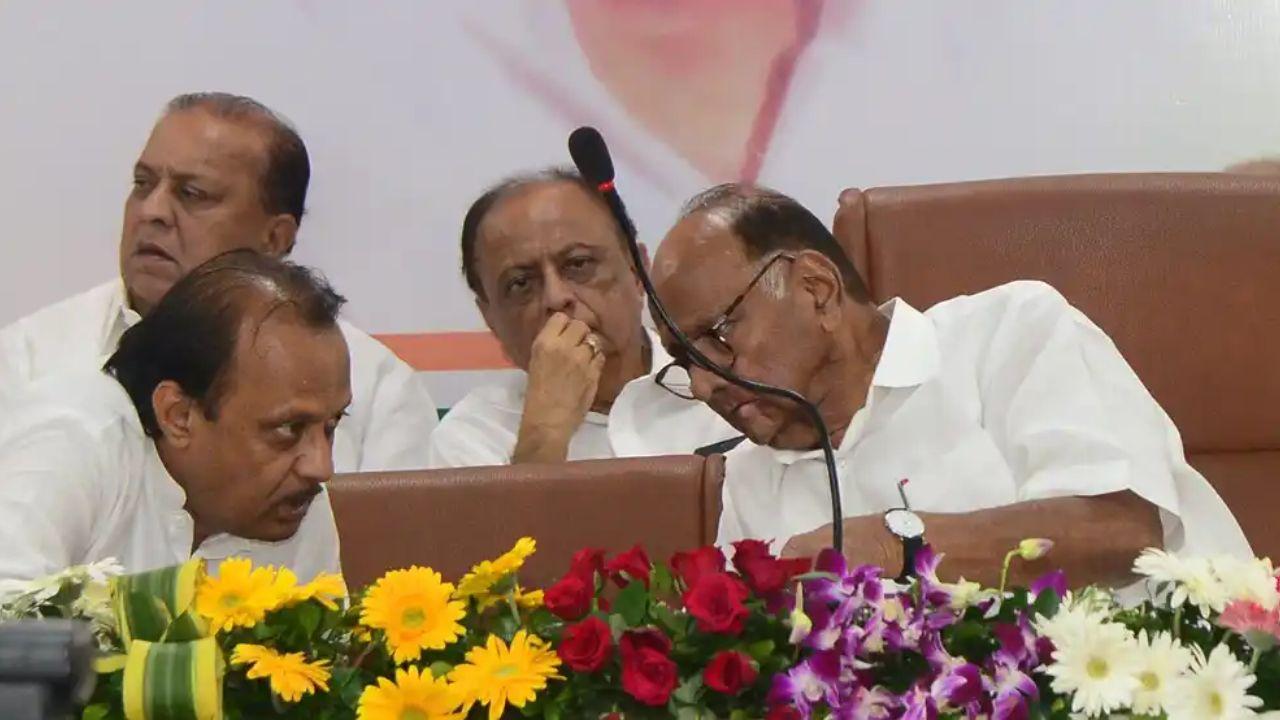 Ajit Pawar with his uncle Sharad Pawar. PIC/ Mid-Day photographer