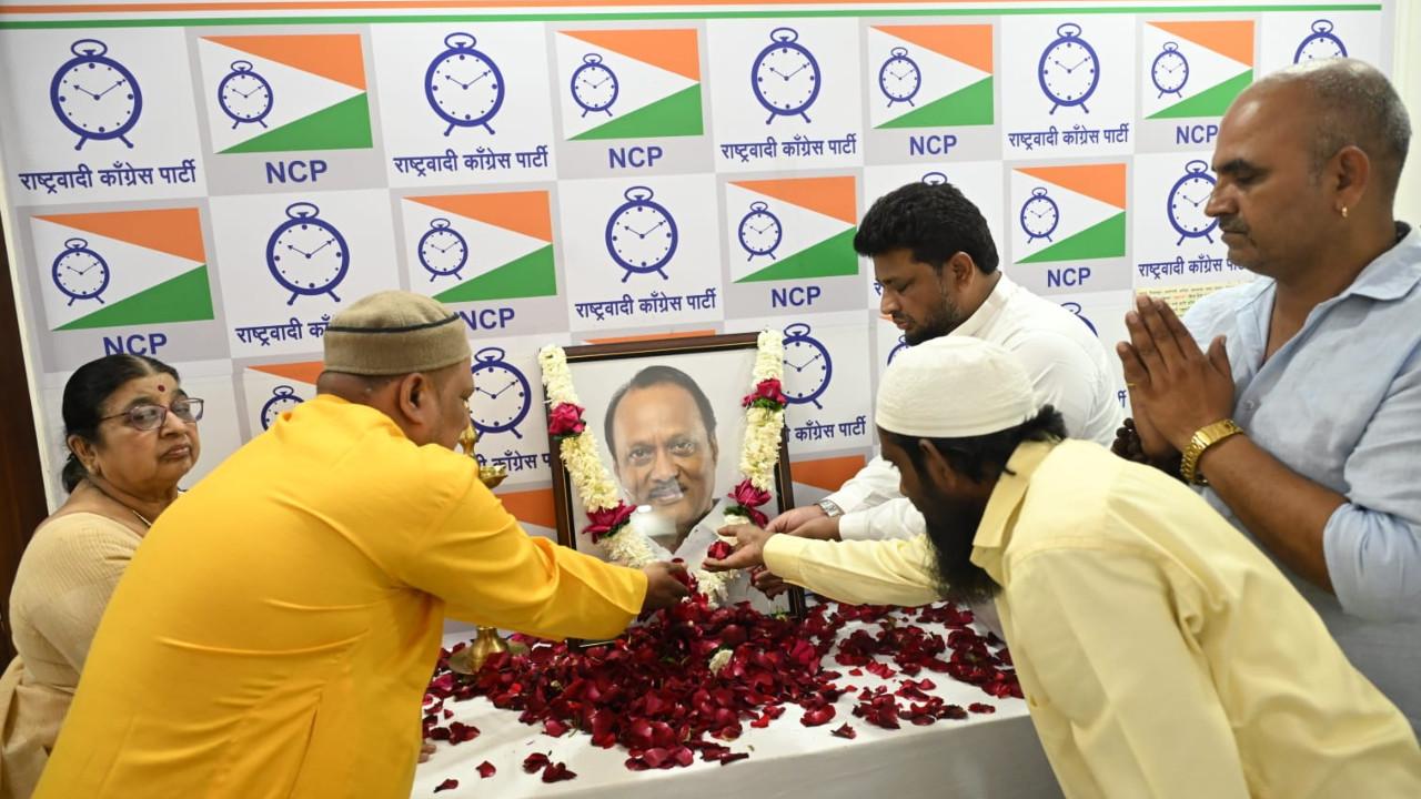 IN PHOTOS: NCP workers mourn Ajit Pawar’s death, flags fly half-mast in Mumbai