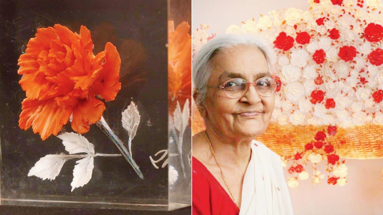 Untitled artwork; Nalini Mehta with her piece. Pics Courtesy/Namrata Shroff