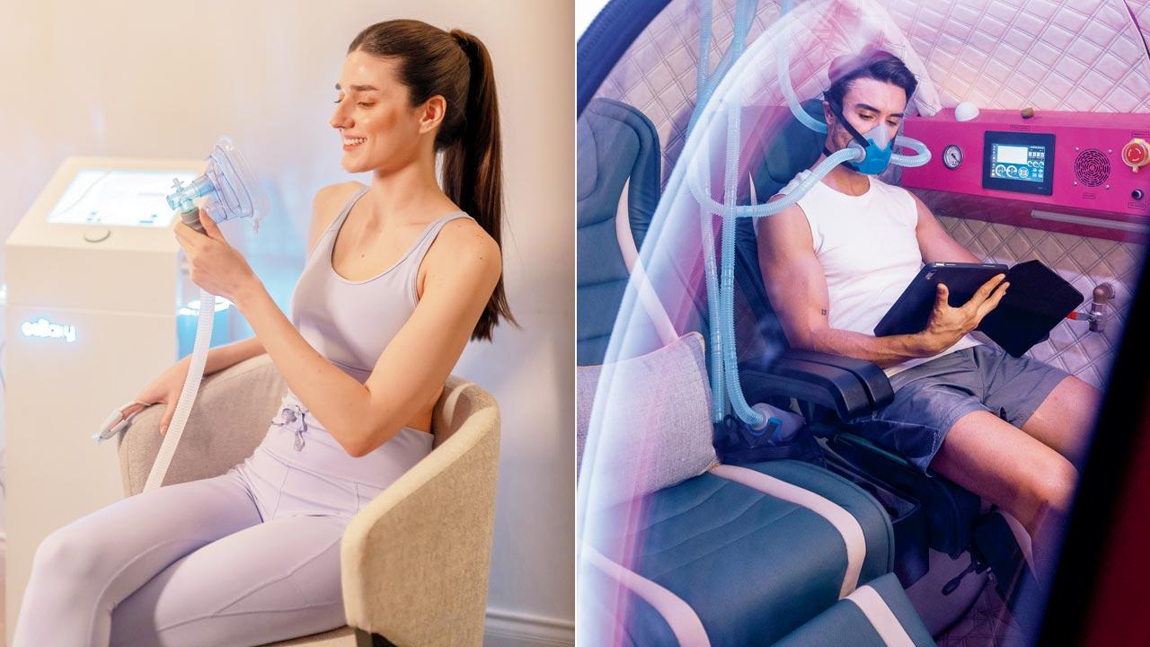 Hyperbaric oxygen therapy treatment being administered at the Fairmount Spa & Longevity at the Fairmont Hotel near Mumbai airport’s Terminal 2