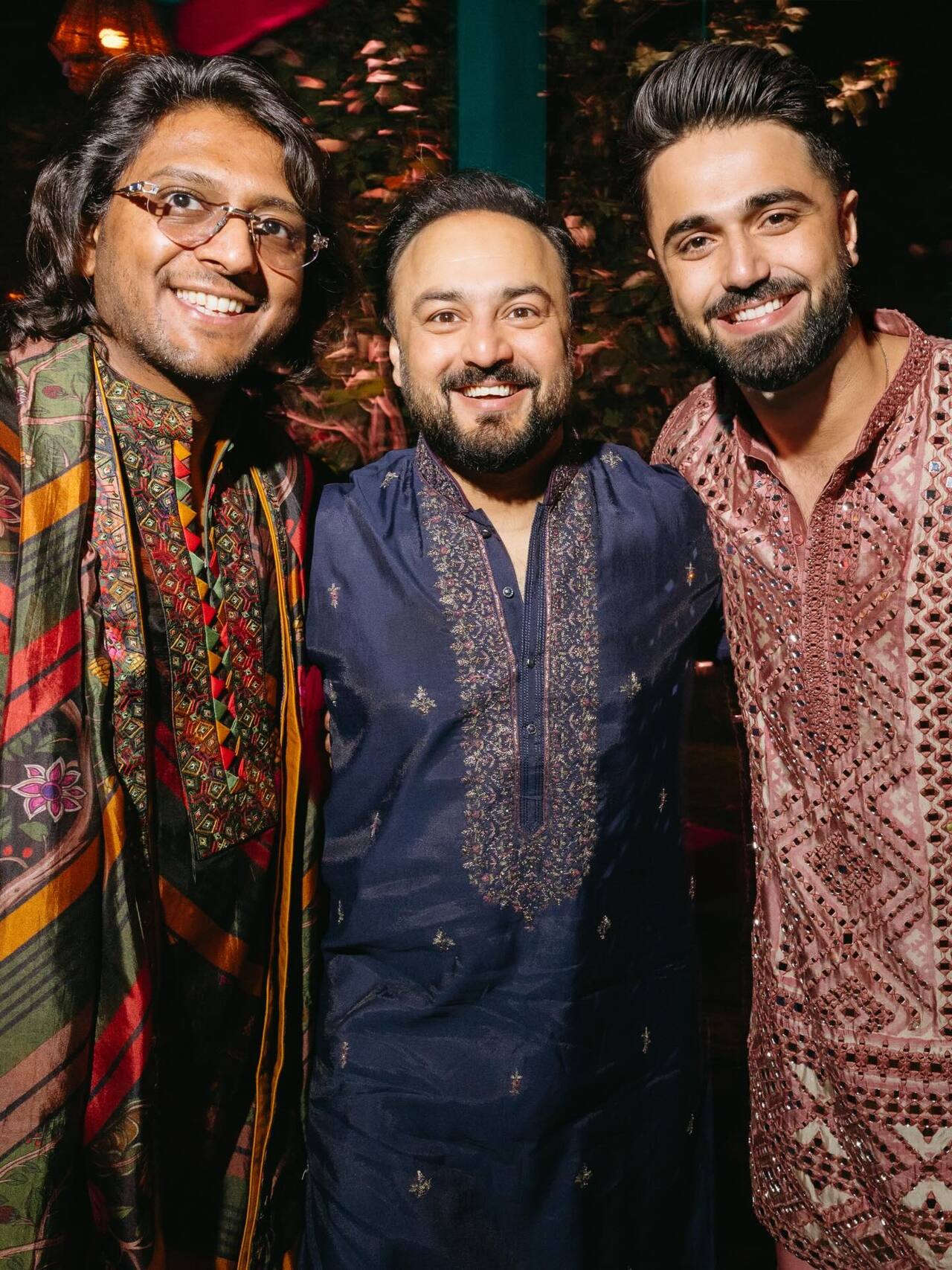Kabir shared another picture posing with director Amar Kaushik and entrepreneur Mudit Jain at what seems to be the sangeet night.