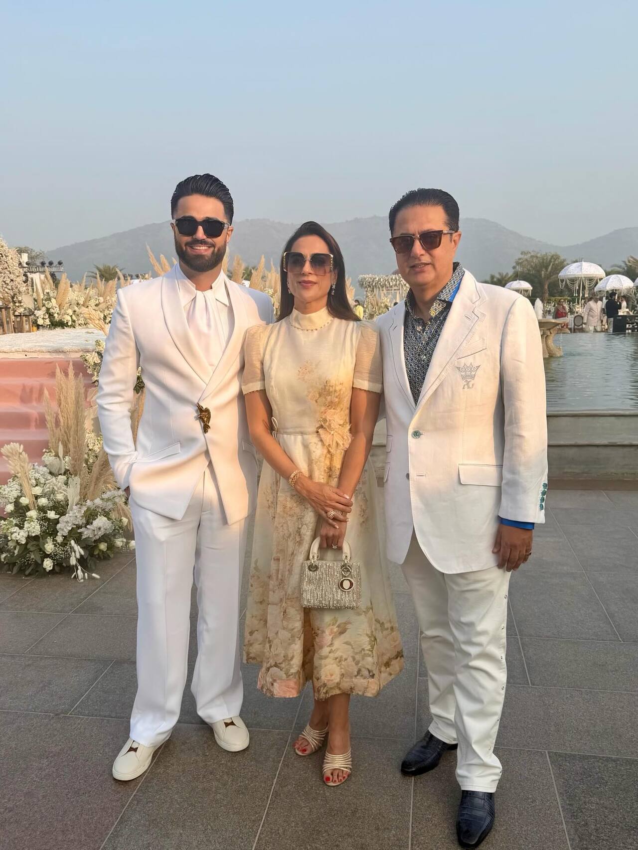 Kabir was seen posing with his parents, Donna and Kuljinder Singh Bahia and Nupur and Stebin's white wedding.