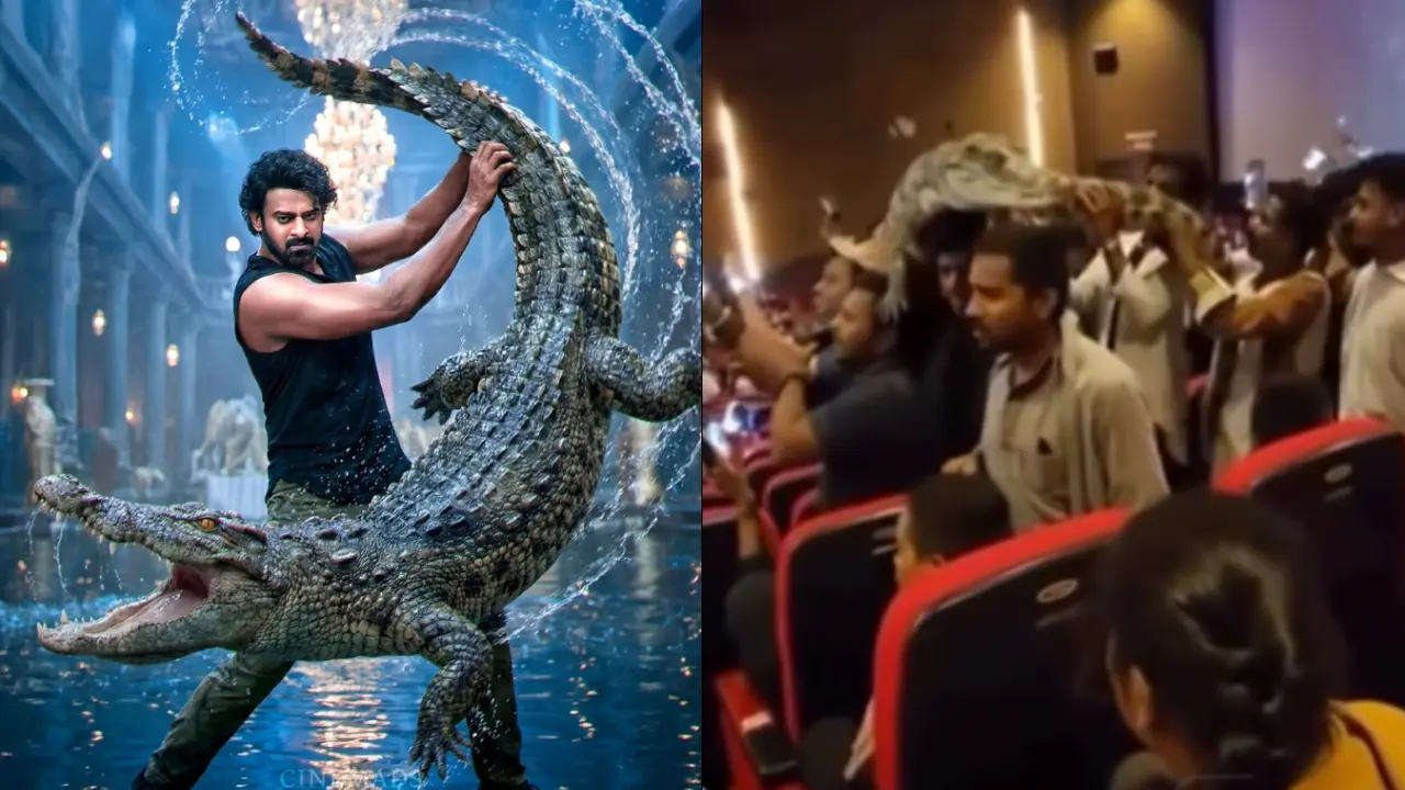 Prabhas fans get crocodiles inside theatres at The RajaSaab screening - Watch