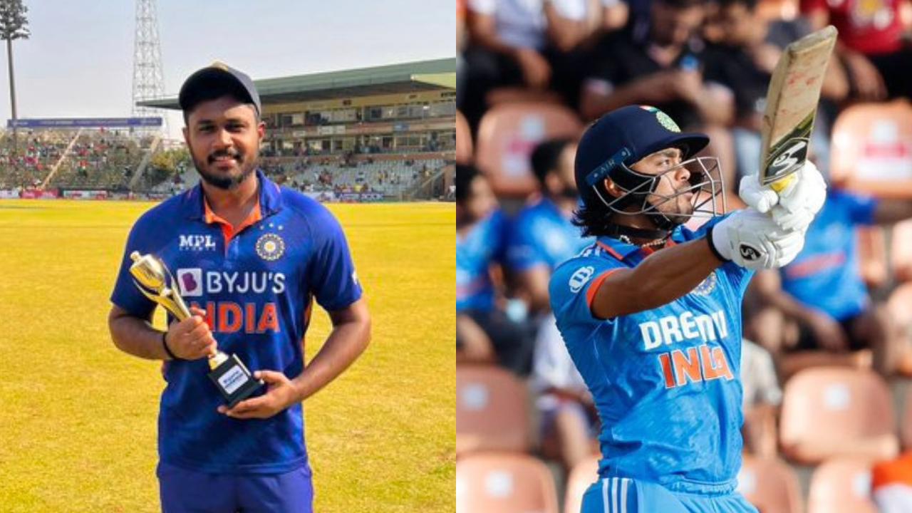 Ahead of the global showpiece, it will be interesting to see if Team India's management will prefer Ishan Kishan over Sanju Samson for the wicket-keeper's role (Pic: X/@IamSanjuSamson/@ishankishan51)