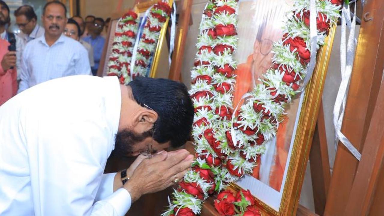 IN PHOTOS: Eknath Shinde pays tribute to Bal Thackeray on birth centenary