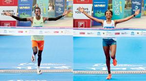 Ethiopia's Tadu Abate Deme and Yeshi Kalayu Chekole win men's and women's events