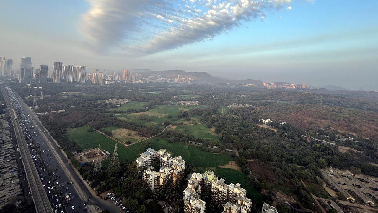 An aerial view of Aarey Milk Colony in Goregaon East, a large part of which falls under the P South ward. File pic/Rane Ashish
