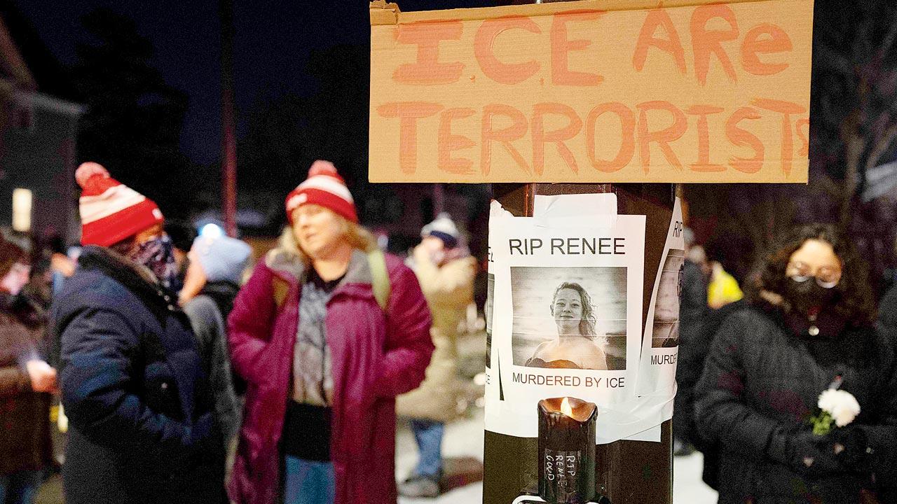 People demonstrate against Immigration and Customs Enforcement officers during a vigil for a woman who was shot and killed by an ICE  officer earlier in the day in Minneapolis on January 7. Pics/AFP
