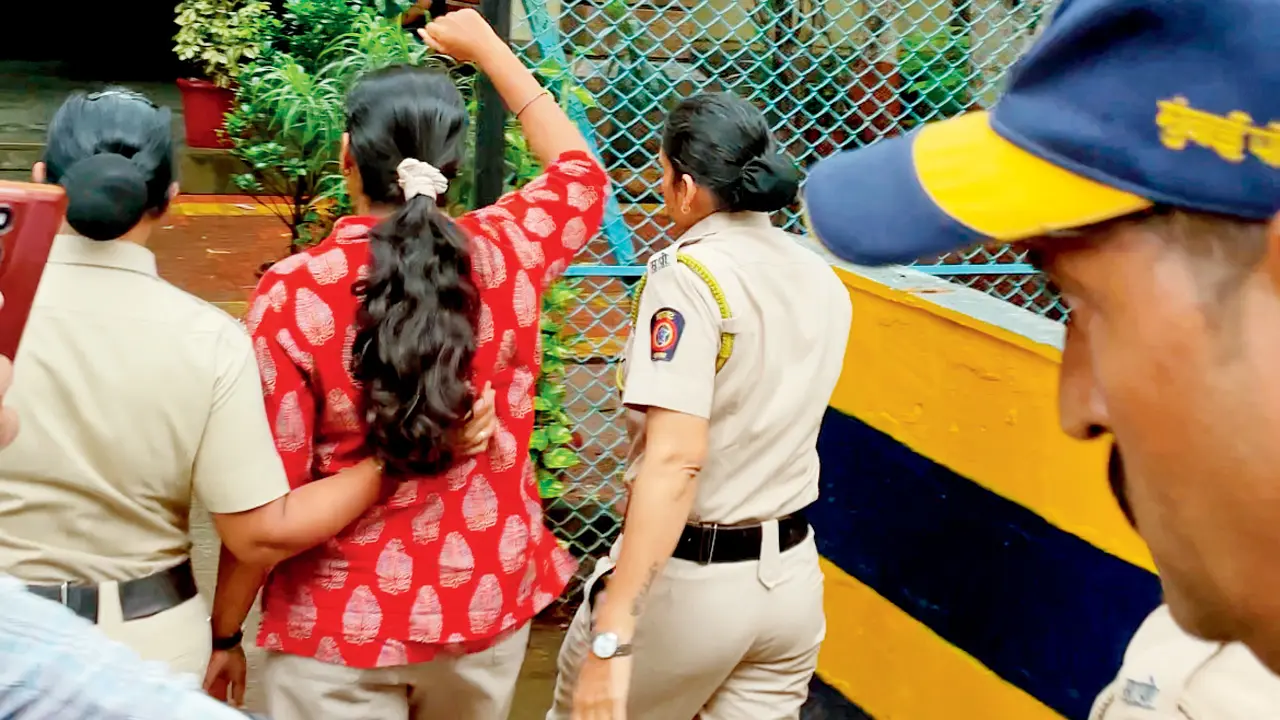Advocate claims house arrest before Mumbai student protest Advocate Samya Korde is escorted by police personnel after she was detained on Monday