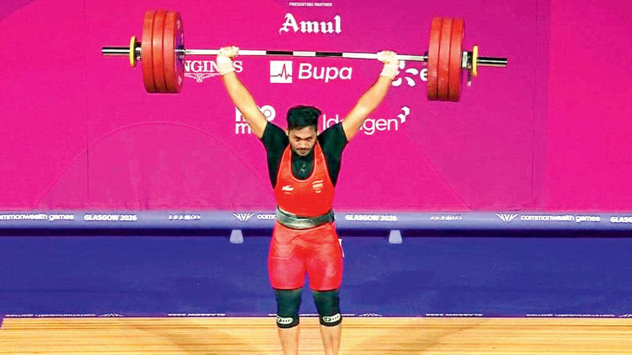 Ajaya Babu adds to India’s weightlifting glory with silver medal at CWG 2026 India’s Valluri Ajaya Babu during the men’s 79lkg weightlifting final on Monday. Pic/PTI