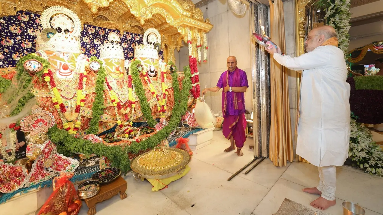In Photos: Amit Shah performs Mangala Aarti before Ahmedabad Rath Yatra Pic/PTI