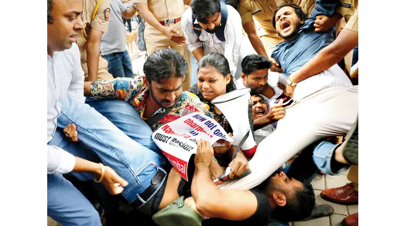 The kids will be alright Aamir Kazi (lying on ground), Mumbai president of AISF, was detained multiple times during the protests. PIC BY SPECIAL ARRANGEMENT