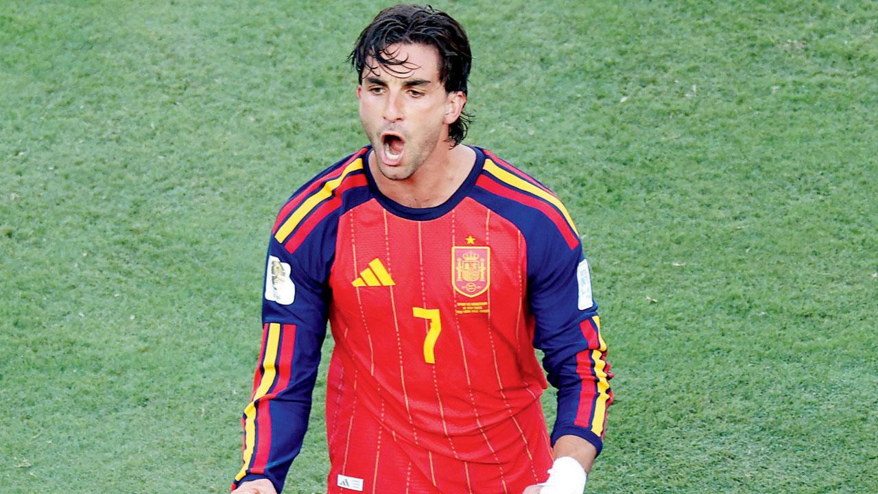  Ferran Torres is ecstatic after scoring against Argentina on Sunday. Pics/AFP