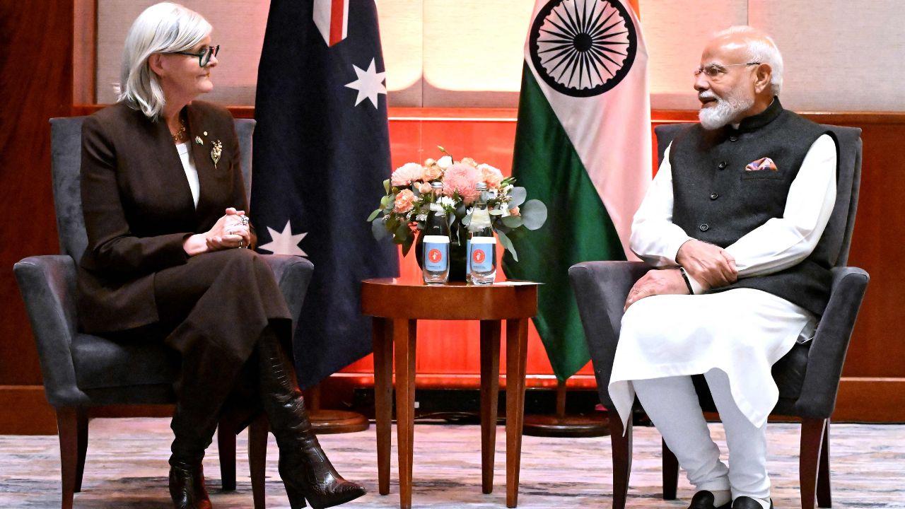 Prime Minister Narendra Modi meets Australia's Governor-General Sam Mostyn during his visit to Melbourne