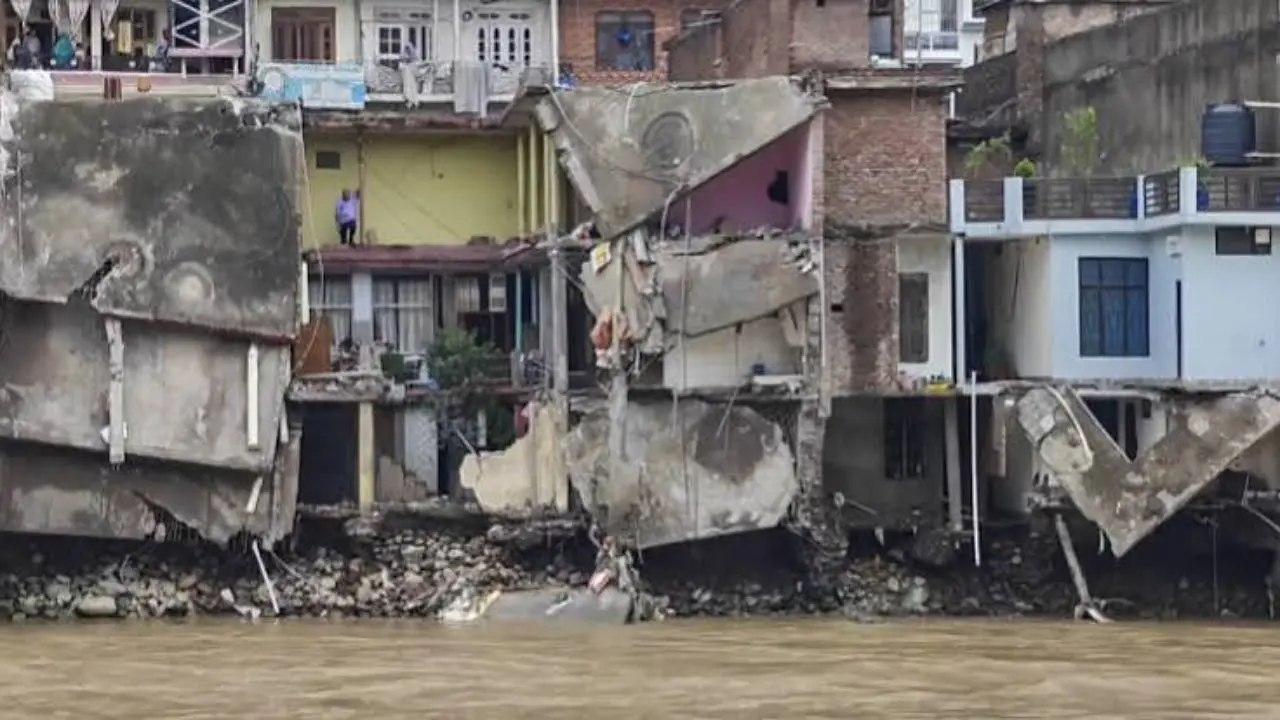 Cloudburst-triggered floods leave trail of destruction in Rajouri, Poonch Houses are seen damaged in the aftermath of torrential rain-triggered landslides and flash floods, in Rajouri district of Jammu and Kashmir. Pic/PTI