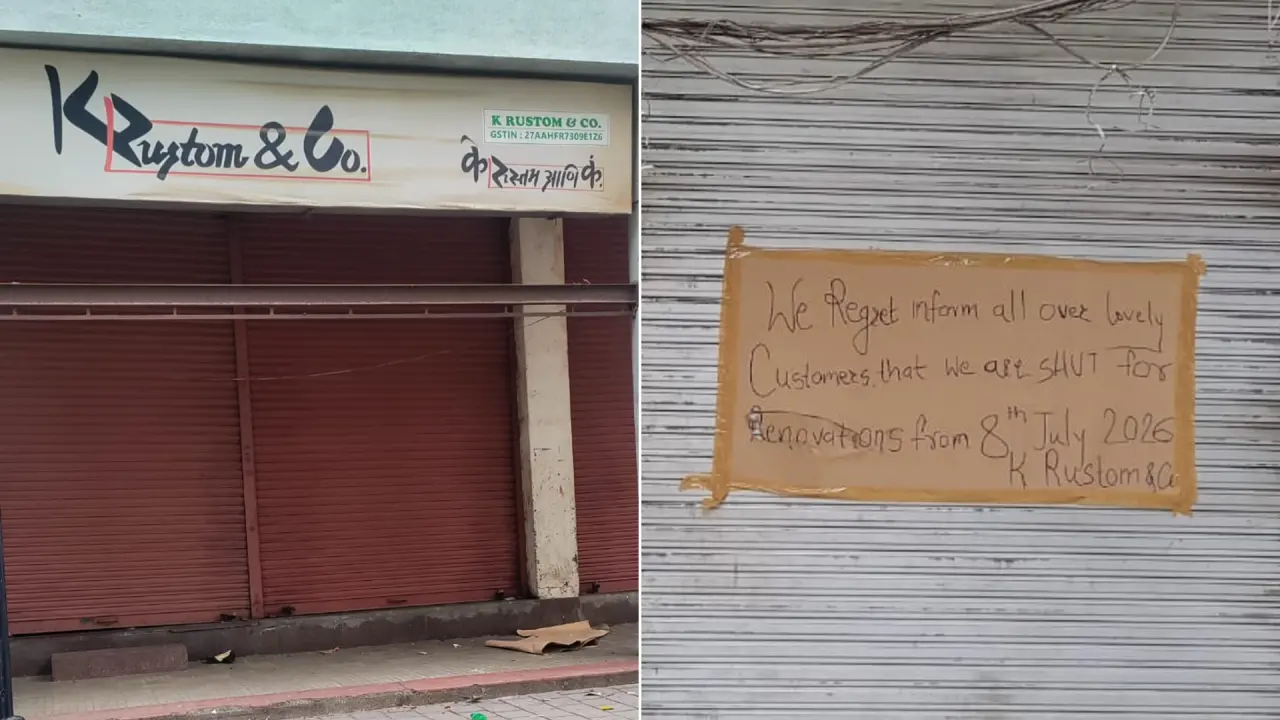 K Rustom & Co has put up a signboard informing customers about the closure. Photo Courtesy: Nascimento Pinto