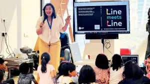 How Mumbai parents are teaching their children about gender through story books Author Rea Malhotra Mukhtyar reads Line Meets Line to children at the Peek-a-Book lit fest at the Museum of Solutions in 2024. Pic/special arrangement