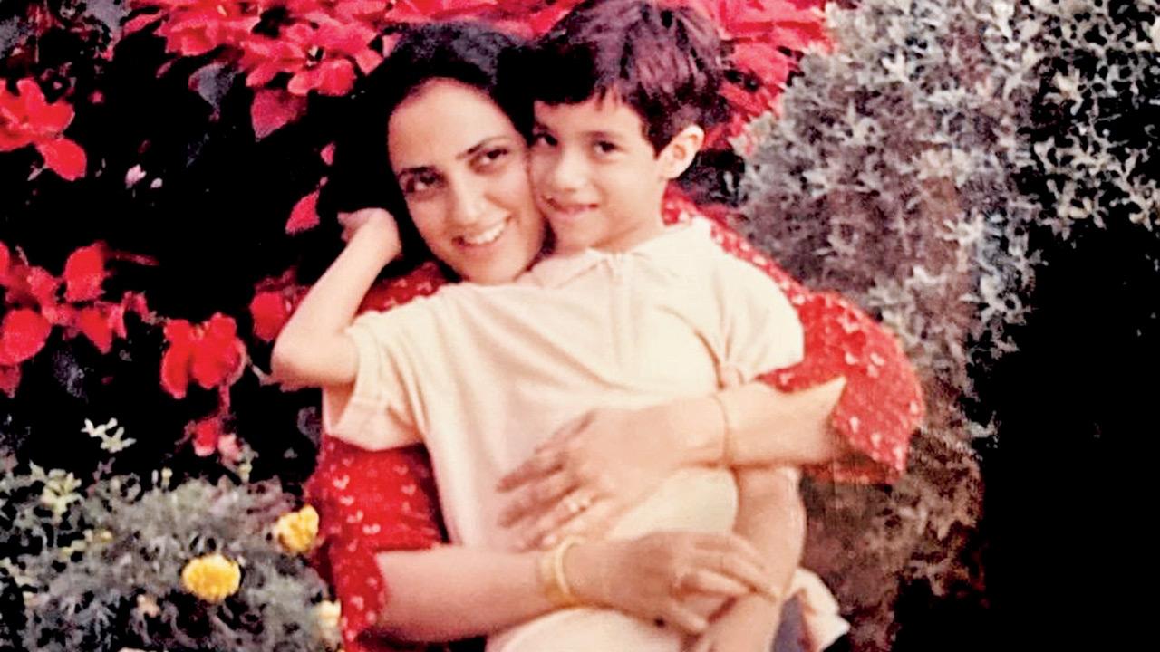 Rashmi Thackeray with a much younger Tejas Thackeray. Pics/Thackeray Wildlife Foundation
