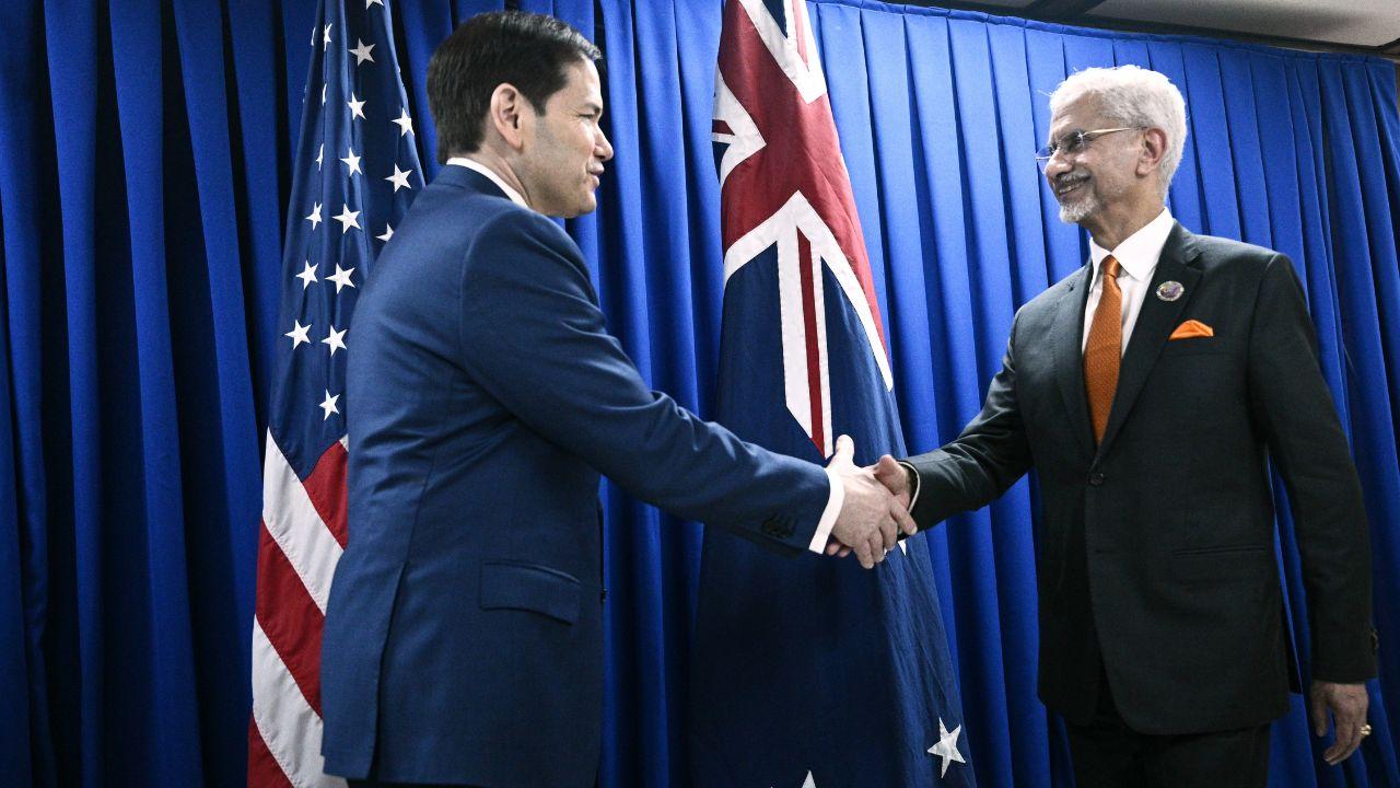External Affairs Minister S. Jaishankar shakes hands with US Secretary of State Marco Rubio before bilateral talks in Manila on Wednesday
