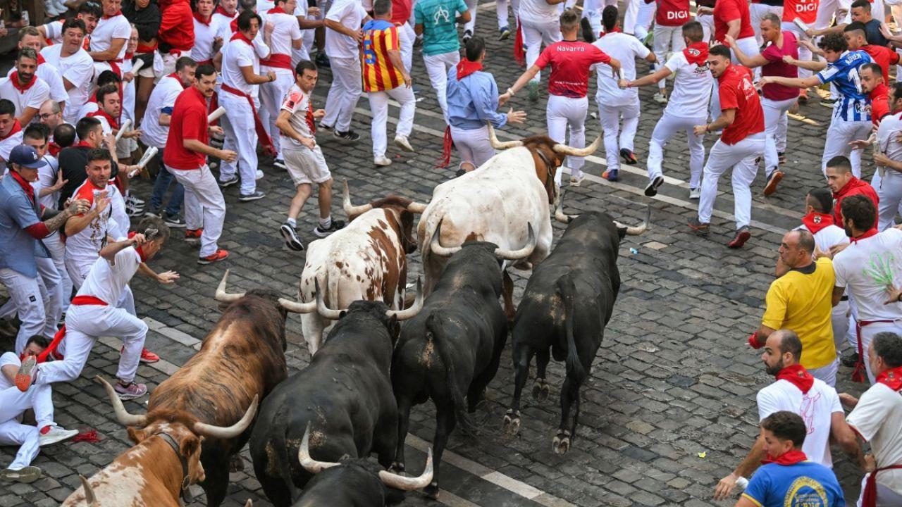 Thousands of spectators and thrill-seekers from around the world gathered for the annual San Fermin festival, which features the famous 'encierros' or running of the bulls
