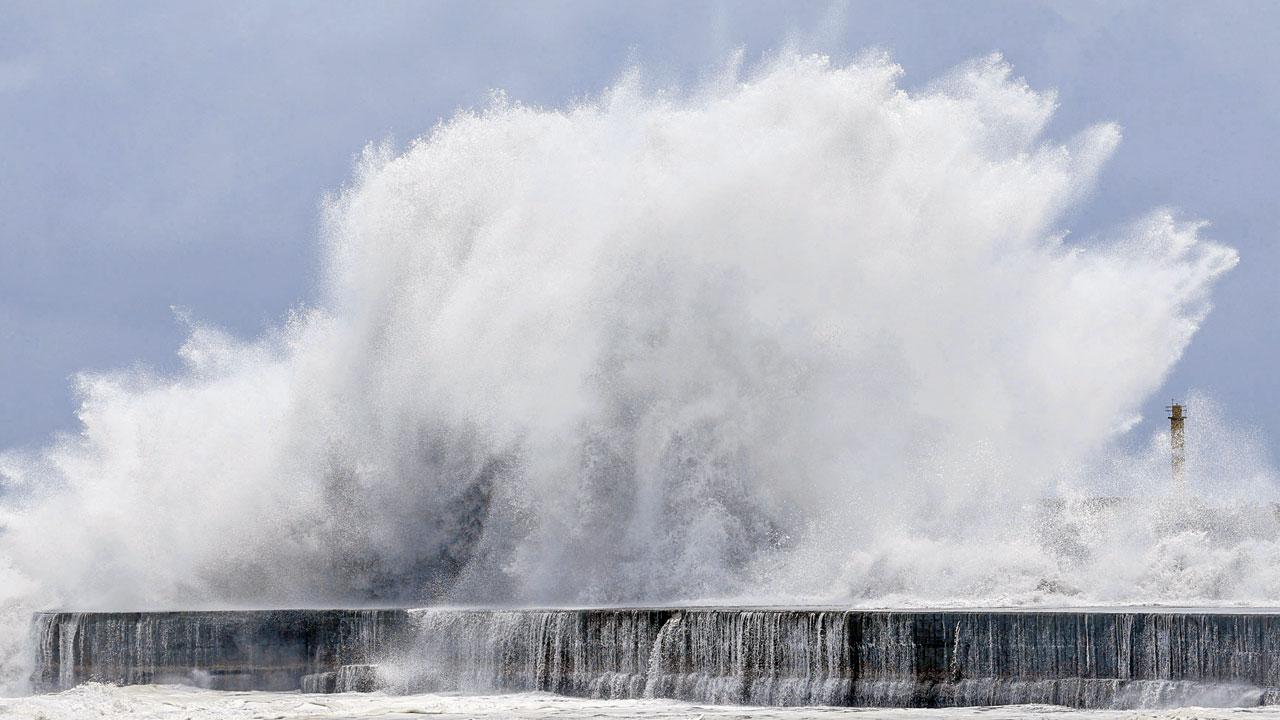 Typhoon Bavi: Japan issues high alert for small islands Waves crash into the coastline in Yilan on Friday, as Typhoon Bavi moves toward northeastern Taiwan. Pic/AFP