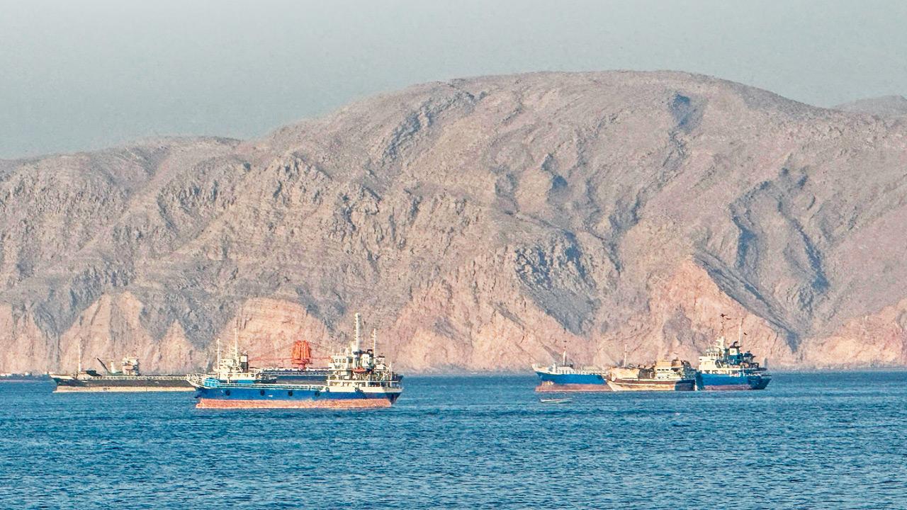 US hits 140 Iranian targets as Tehran retaliates against Gulf nations Vessels anchored in the Strait of Hormuz, off the port city of Khasab, Oman. Pic/AFP