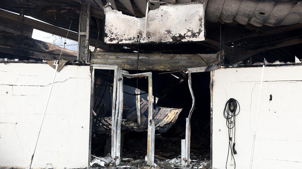 A burnt home appliance store in Biscarrosse Industrial Zone, southwestern France A burnt home appliance store in Biscarrosse Industrial Zone, southwestern France