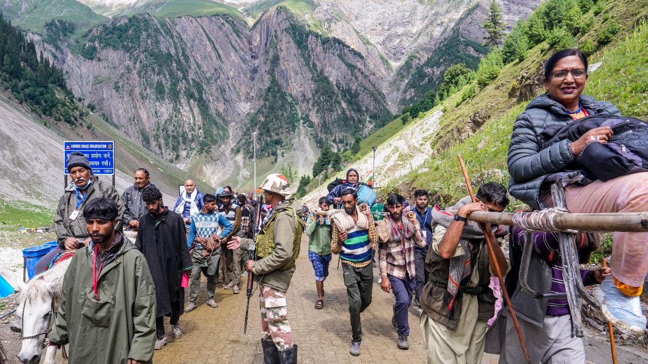 They will pay obeisance at the cave shrine, which houses the naturally formed ice lingam formation
