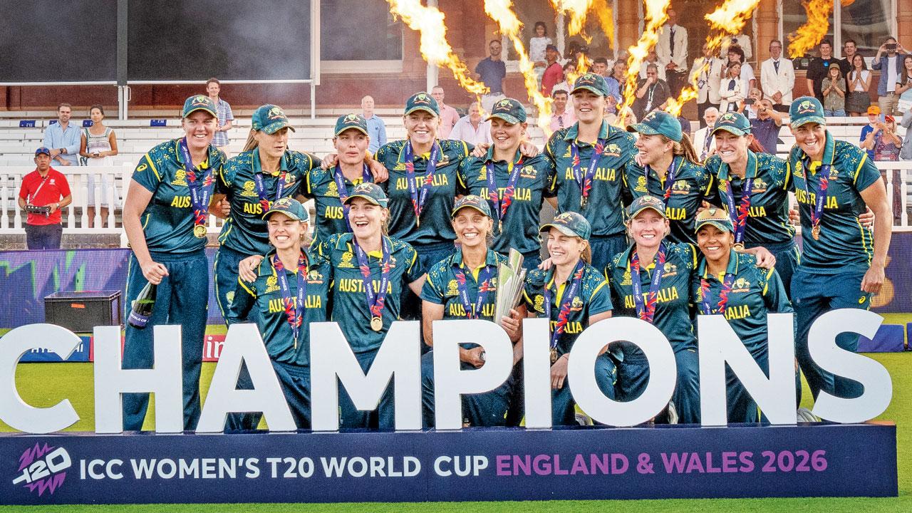 Sophie Molineux: We haven’t reached any of our ceilings yet Australia players celebrate with the Women’s T20 World Cup trophy in London on Sunday. Pic/Bipin Patel