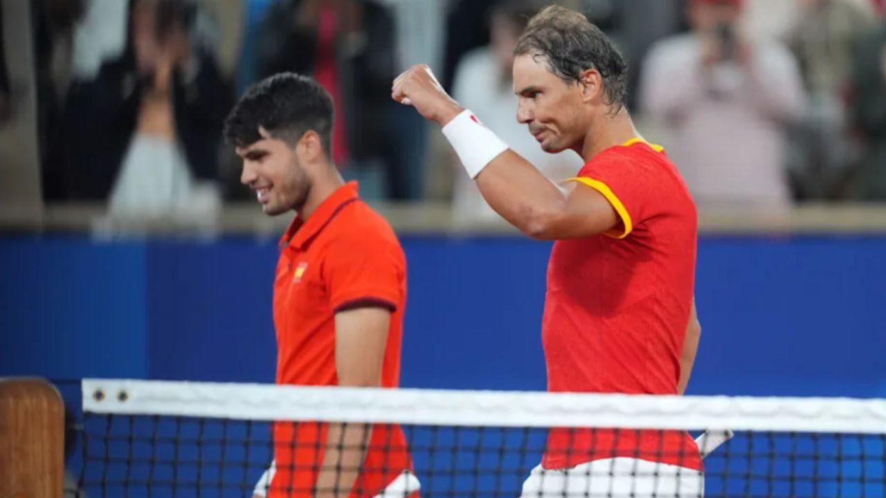 Carlos Alcaraz and Rafael Nadal congratulate Spain team after WC final win Rafael Nadal and Carlos Alcaraz (Pic: Olympics)