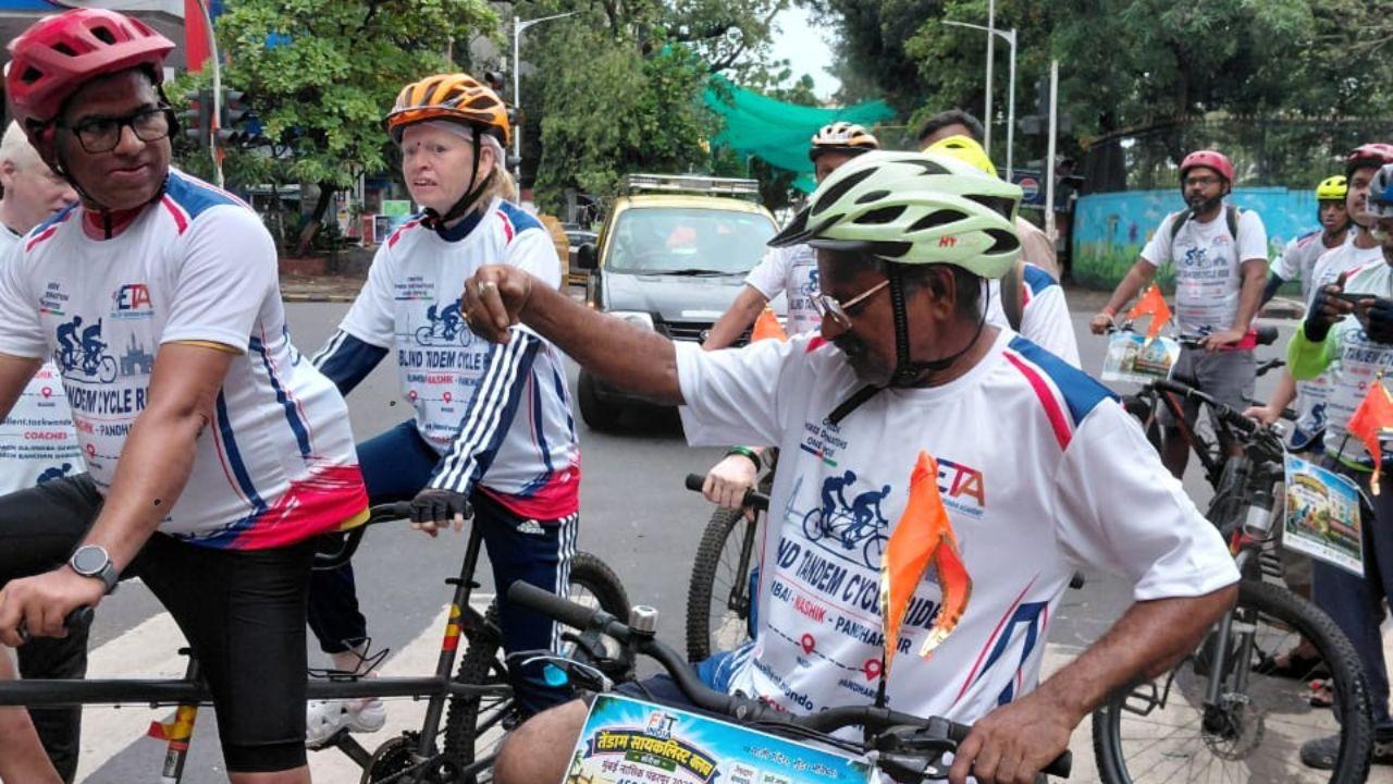 A tandem bicycle has two seats arranged one behind the other. The front rider, known as the pilot or captain, steers the cycle, while the visually impaired cyclist occupies the rear seat. Both riders pedal together, requiring coordination, trust and synchronisation