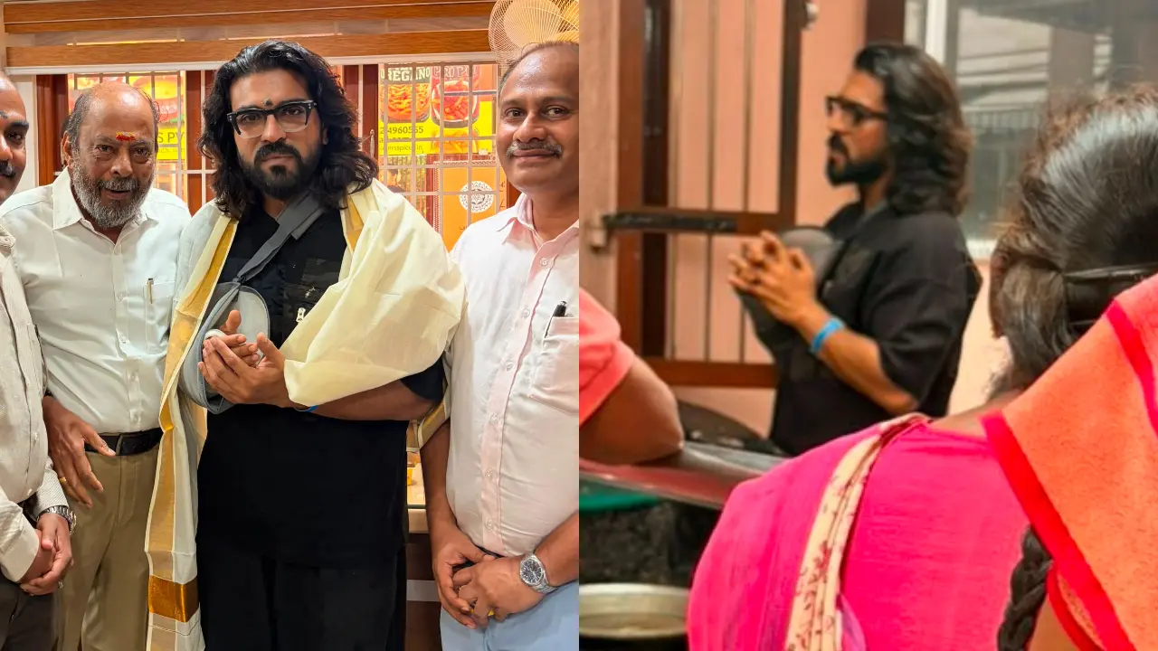 Ram Charan visits temple with Upasana after Peddi injury - see pics Ram Charan visits temple. Pics via X