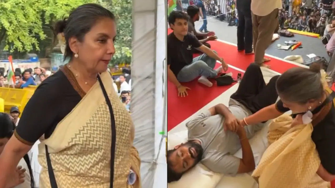 Shabana Azmi visits Jantar Mantar, extends support to NEET protesters