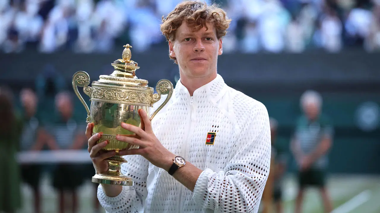 Wimbledon 2026: Jannik Sinner outlasts Zverev to win second straight title Italy's Jannik Sinner poses with the Gentlemen's Singles Trophy after winning the men's singles final tennis match against Germany's Alexander Zverev on the last day of the 2026 Wimbledon Championships at The All England Lawn Tennis and Croquet Club in Wimbledon, southwest London. Pic/AFP