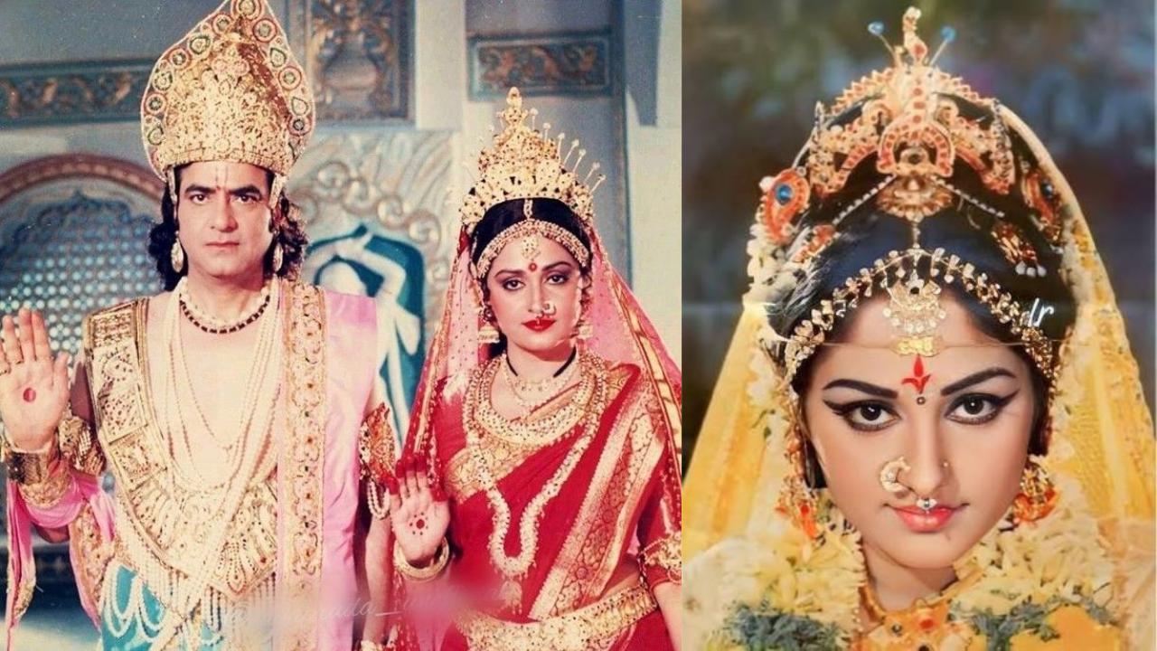 Jaya Prada (Sampoorna Ramayana, Telugu)
Jaya Prada's portrayal combined elegance with classical Indian femininity. She brought poise, grace, and devotional depth to Sita, making the character emotionally compelling without excessive melodrama. Her classical dance background enhanced her regal presence, while her expressive eyes effectively conveyed Sita's pain, devotion, and inner strength. Jaya Prada kept the look royal with the accessories and jewels