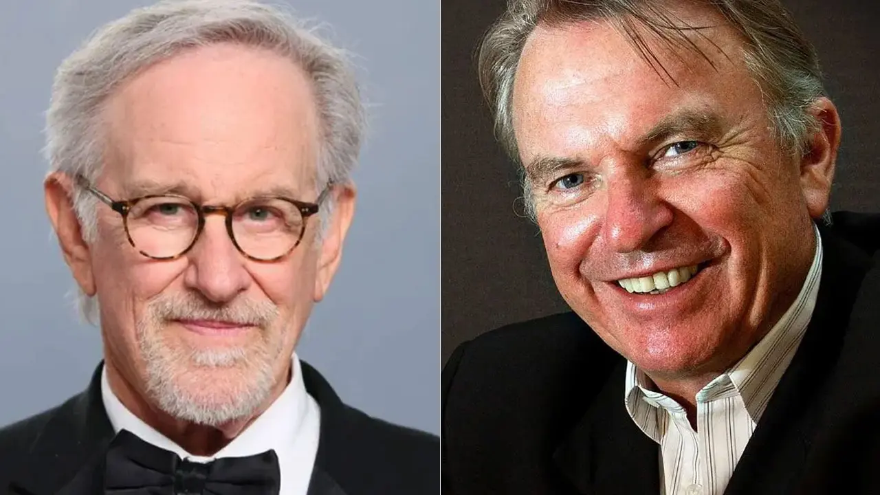 Sam Neill death: Steven Spielberg pays heartfelt tribute to Jurassic Park star Steven Spielberg and Sam Neill. Pics/AFP