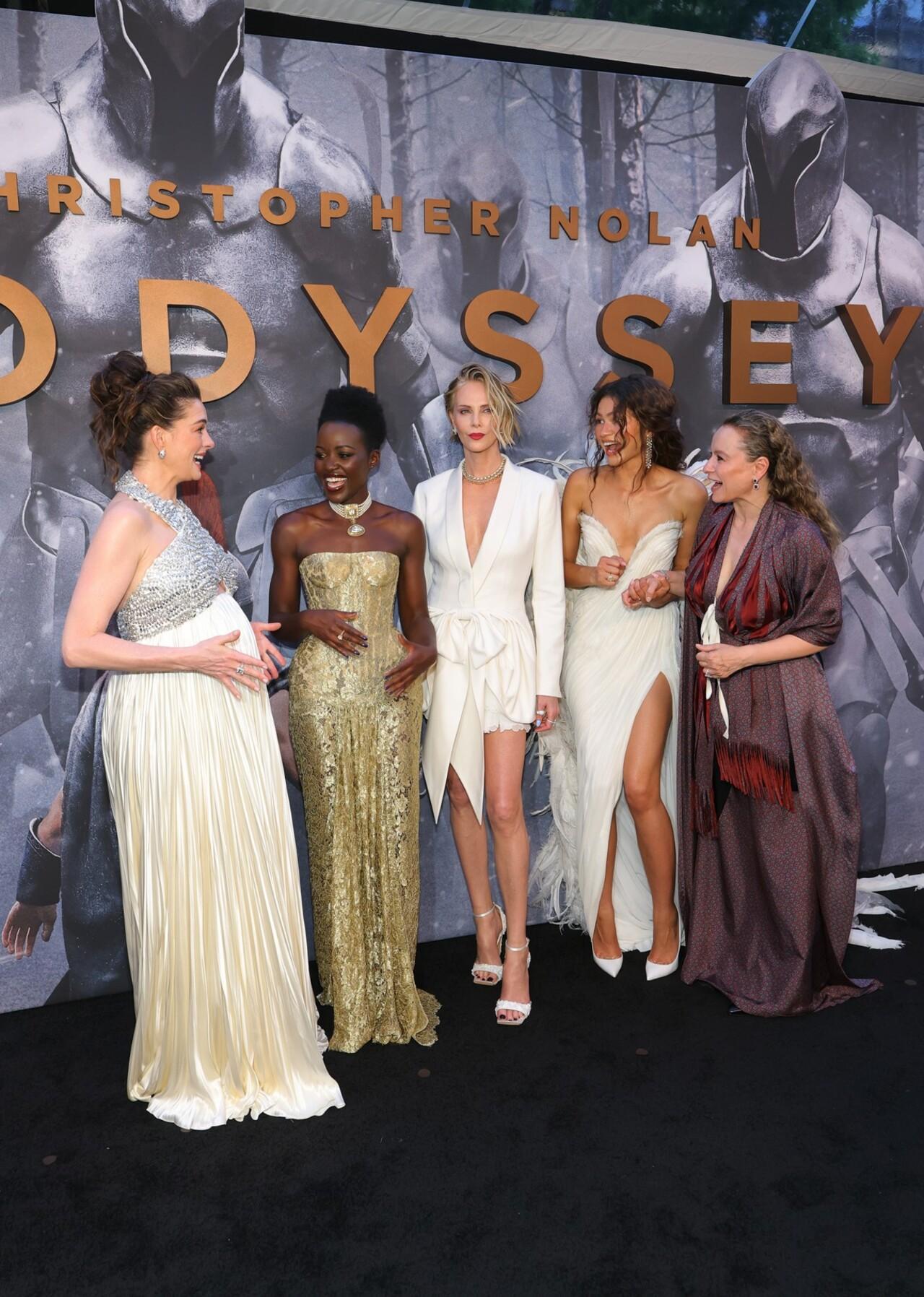 The leading ladies of The Odyssey shared a heartwarming moment on the red carpet as they laughed and chatted together before posing for photographers.&nbsp;