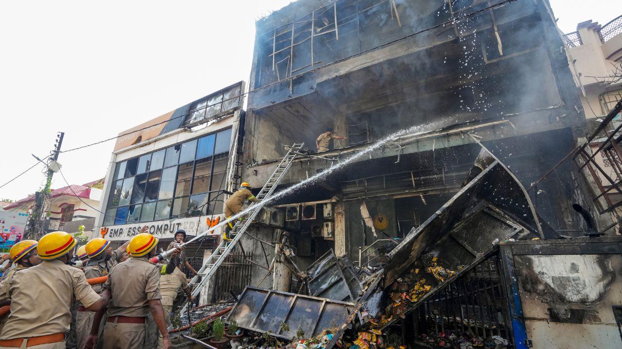 The blaze rapidly engulfs parts of the multi-storey structure, which housed a coaching centre along with a library, computer training institute, animation centre and a pet shop