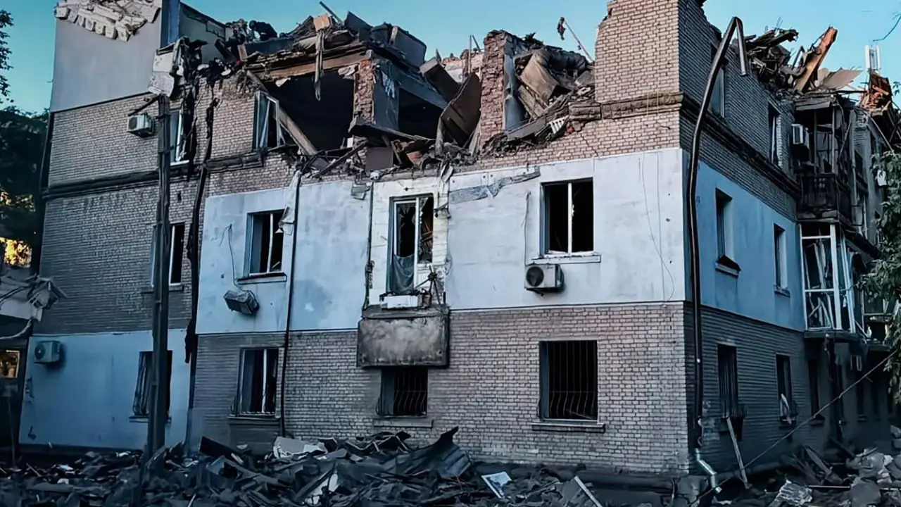 A building partially destroyed in Dnipro after Russian strikes on the area. Pic/AFP A building partially destroyed in Dnipro after Russian strikes on the area. Pic/AFP
