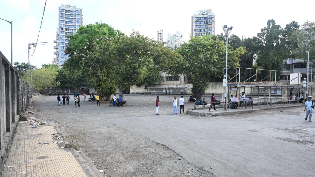 The usually bustling Goregaon (East) BEST bus stand wears a deserted look as the strike by BEST workers continues to halt operations