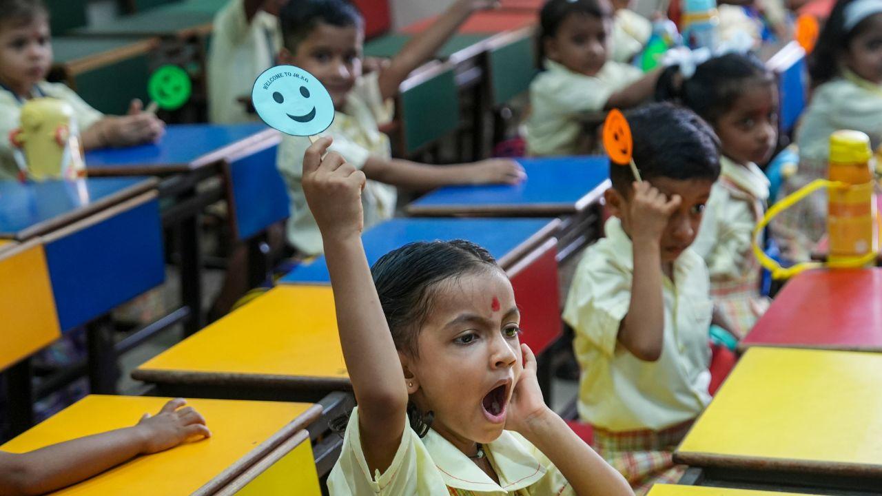 Teachers introduced fun activities for kids on the first day of the new academic year