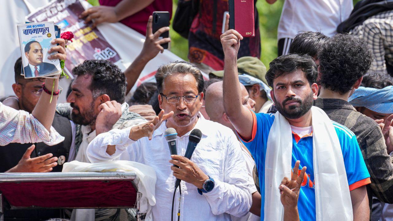 Sonam Wangchuk stands alongside Cockroach Janata Party supporters as they launch their protest in the national capital, calling for action over the alleged NEET-UG paper leak Sonam Wangchuk stands alongside Cockroach Janata Party supporters as they launch their protest in the national capital, calling for action over the alleged NEET-UG paper leak