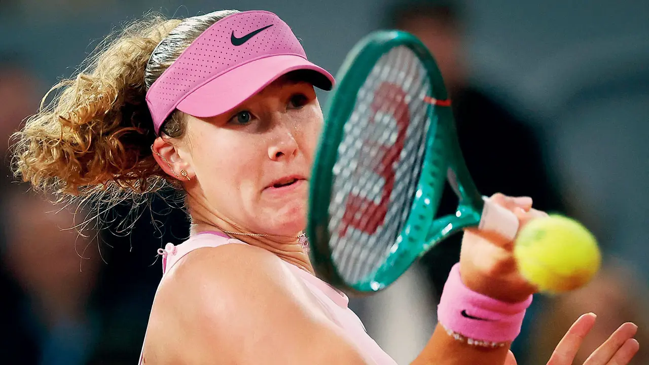 Mirra Andreeva returns to Sorana Cirstea on Tuesday. Pic/AFP