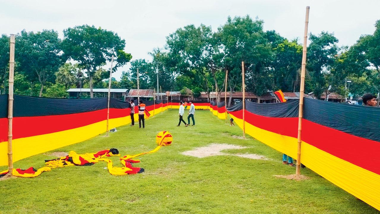 The flag set up by Amjad Hossain. Pic/AFP