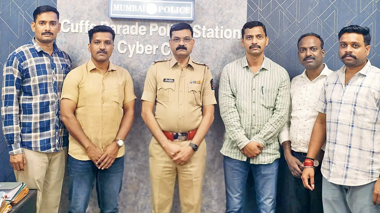 (From left) Constable Wasim Shaikh, PSI Rupesh Bhagwat, Sr PI Satish Gaikwad, API Amit Deokar, Head Constable Anil Udage, Constable Amar Deshmukh. PICS/By Special Arrangement