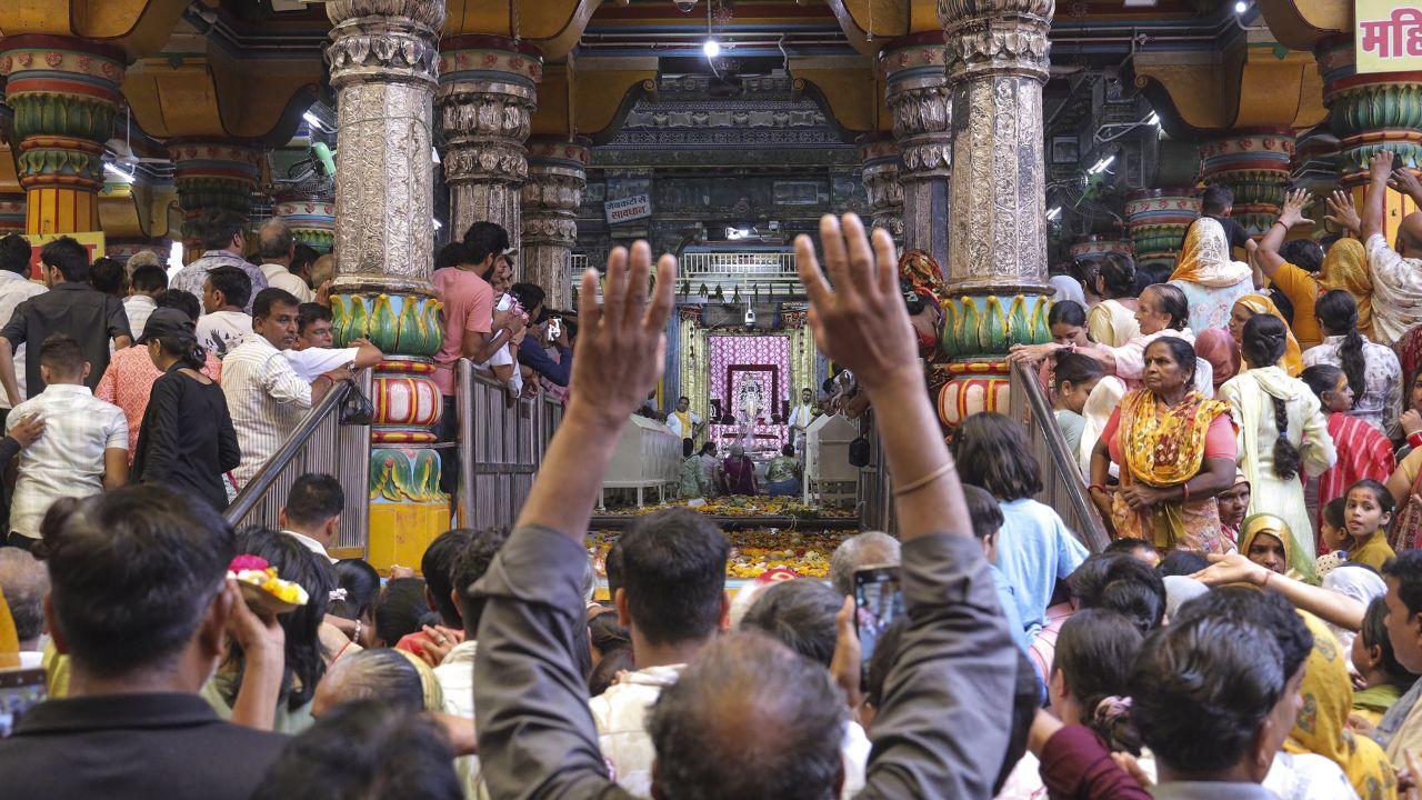 A large number of devotees offered prayers at Dwarkadhish Temple, in Mathura, Uttar Pradesh on this occasion