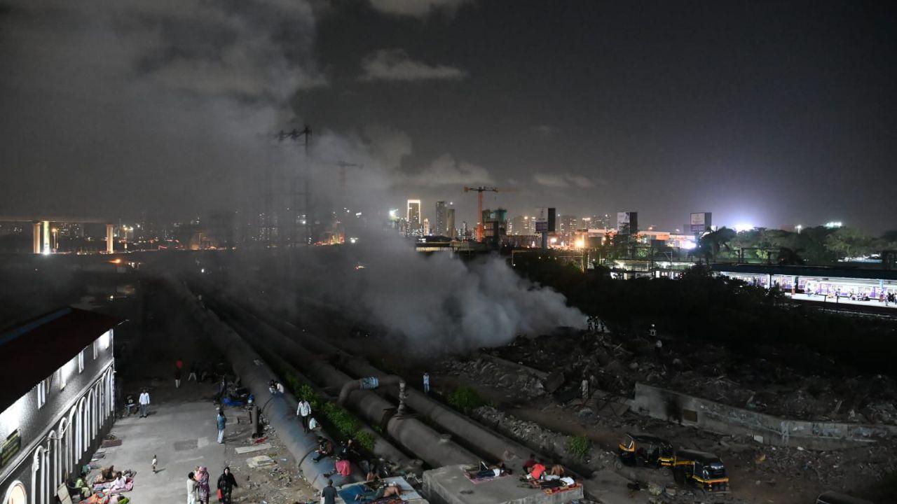 IN PHOTOS: Fire breaks out in rubble of demolished Garib Nagar slum in Mumbai No injuries have been reported in the incident. PIC/SATEJ SHINDE