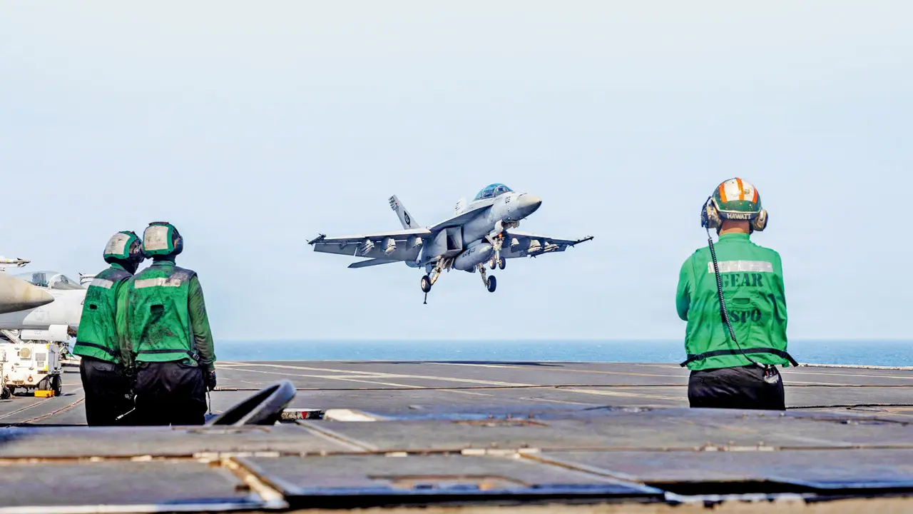 US-Iran tensions escalate as fresh strikes test fragile ceasefire An F/A-18E Super Hornet prepares to land on the flight deck of Nimitz-class aircraft carrier USS Abraham Lincoln. PIC/AFP